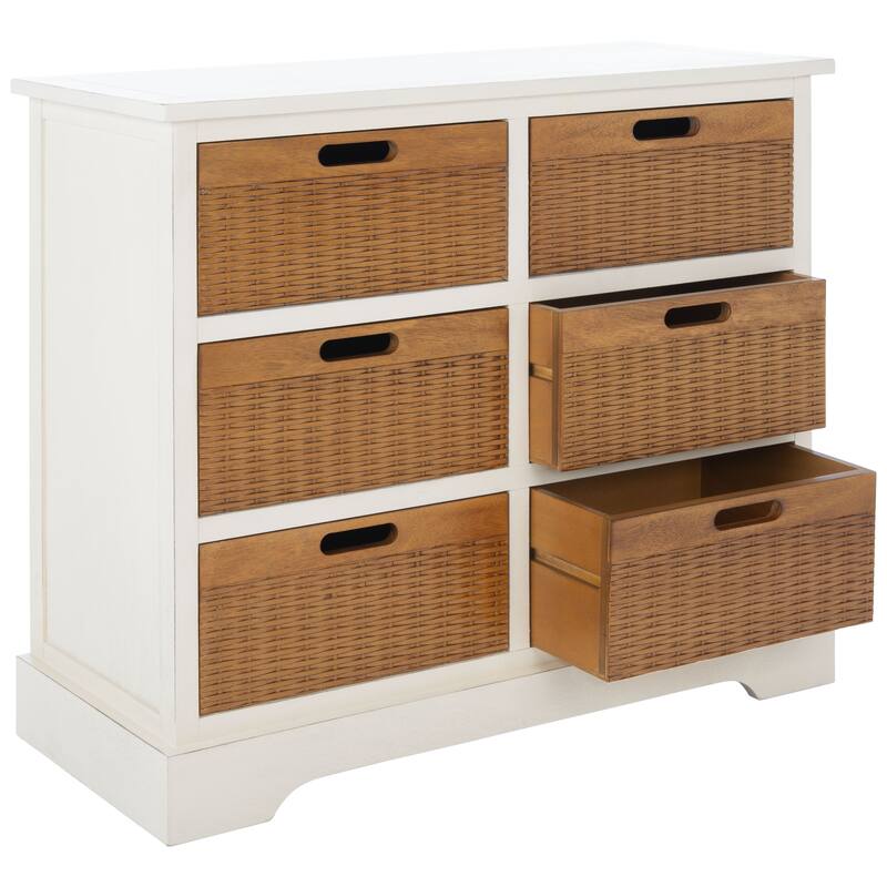 SAFAVIEH Landers Farmhouse 6-Drawer Storage Chest - 30" W x 12.5" L x 26" H