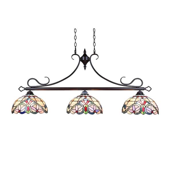 Tiffany Style Victorian Design 3-light Linear Island Fixture