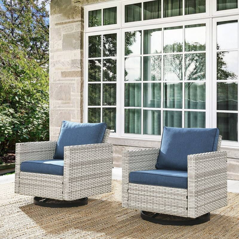 Gymojoy Wicker Swivel Glider Chair with 4 inch Olefin Cushions