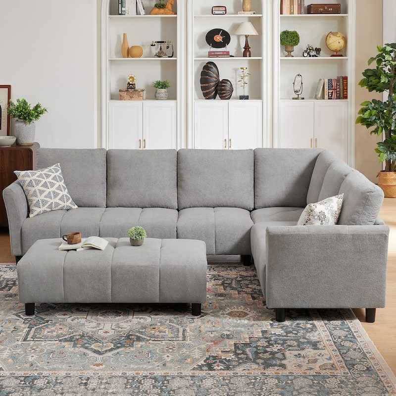 "102.56" W Reversible Sectional Sofa with Corner Seat & Extended Bench