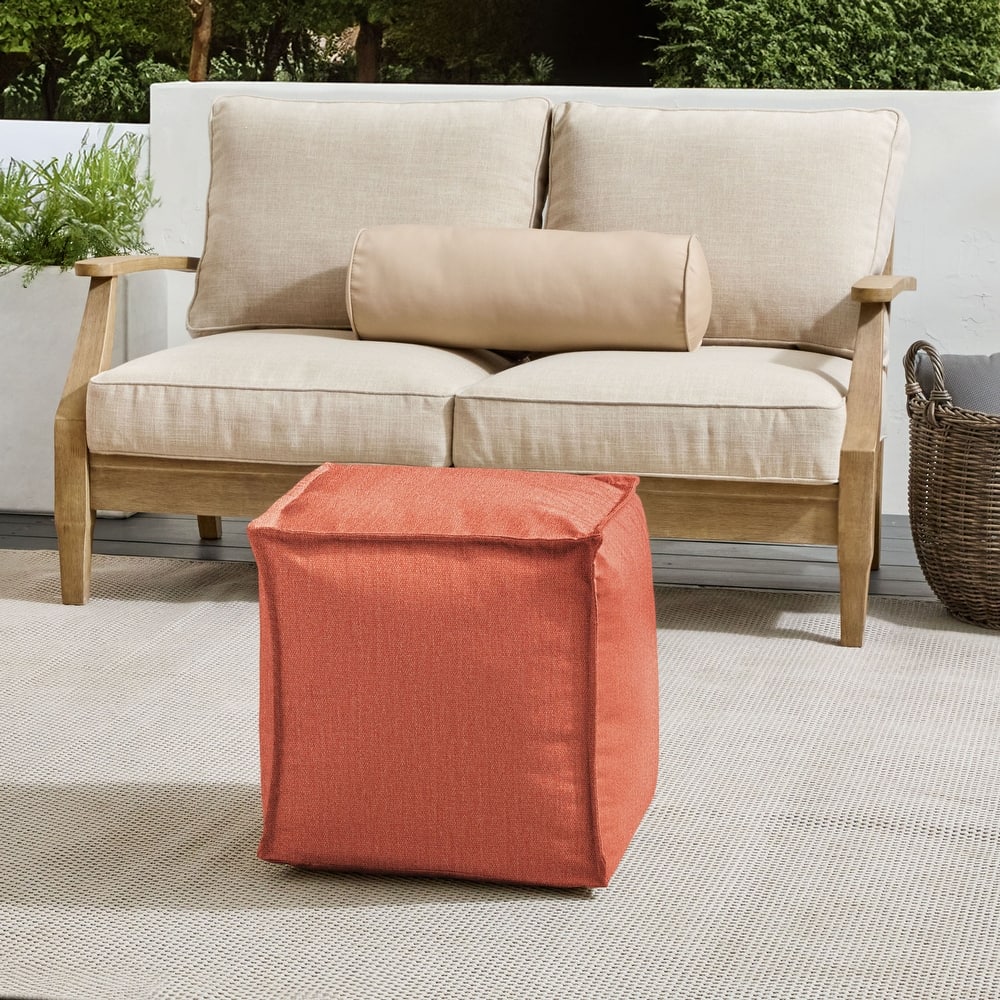 Sorra Home Sunbrella Outdoor Top Stitch Solid Bean Pouf