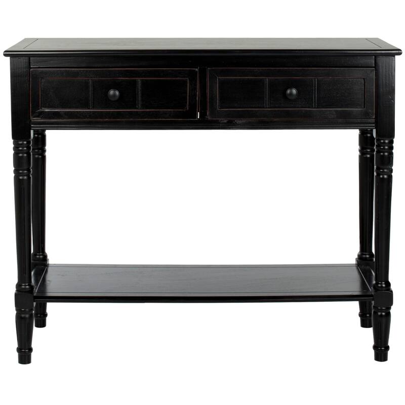 SAFAVIEH Camilla Grey 2-Drawer Console Table - 35.8" x 13.8" x 29.5" - 36"W x 14"D x 30"H - Distressed Black