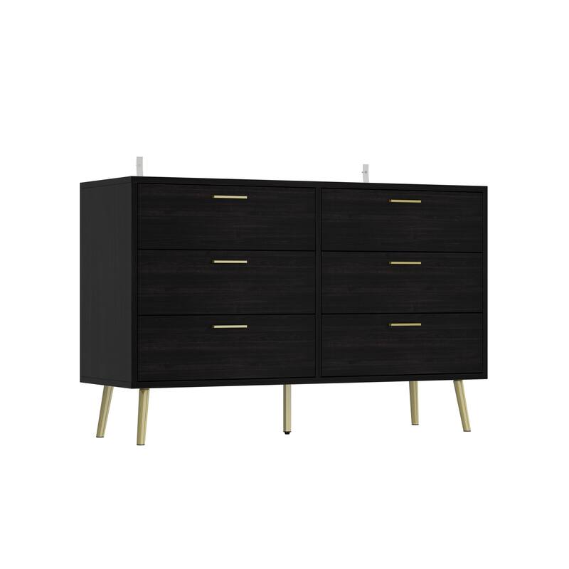 6 Drawer Larget Chest&Dresser With Golden Metal Handles