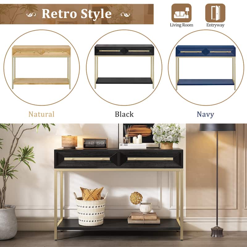 Retro Console Table with Two Drawers