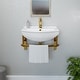 preview thumbnail 2 of 11, White Ceramic Wall Mount Bathroom Sink with Brass Faucet and Sink Drain Renovators Supply