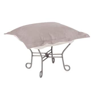 Allan Andrews Scroll Puff Ottoman with Titanium Frame & Cover, Bella Collection