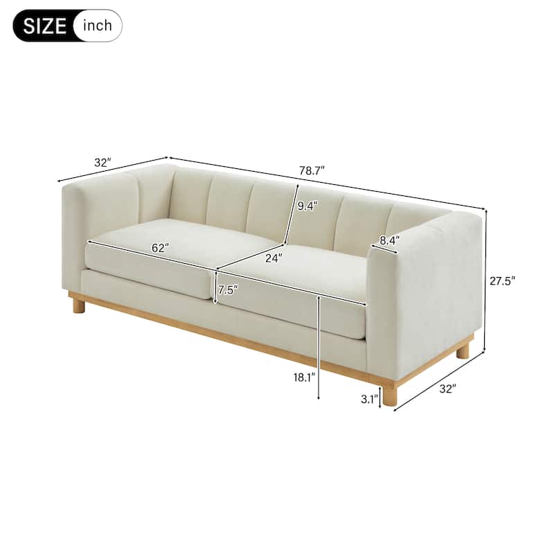 Christopher Knight Home - Modern Mid-Century 78.7" Tufted Back Upholstered 3-Seater Sofa with Foam-filled Seat Cushions