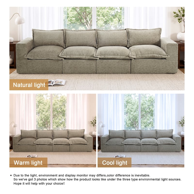 No Assembly Chenille Modular Sectional Sofa Comfy Cloud Couch