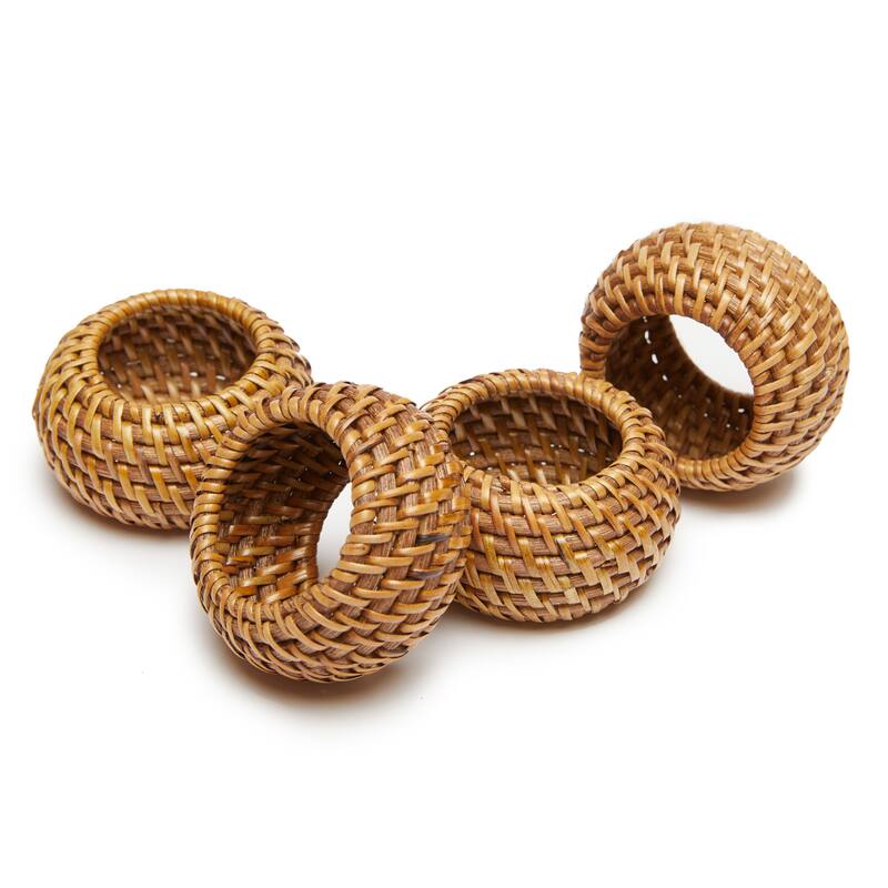 Caravan Eclipse Napkin Ring - Set of 4 - Natural - 2.5 x 2.5 - Set of 4