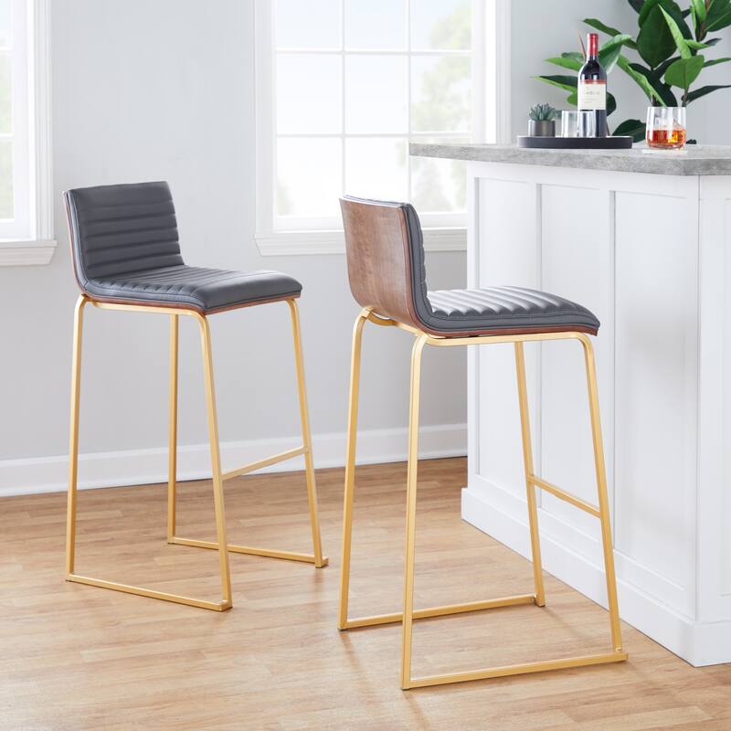 Silver Orchid Magda 30" Fixed-Height Upholstered Bar Stool (Set of 2)