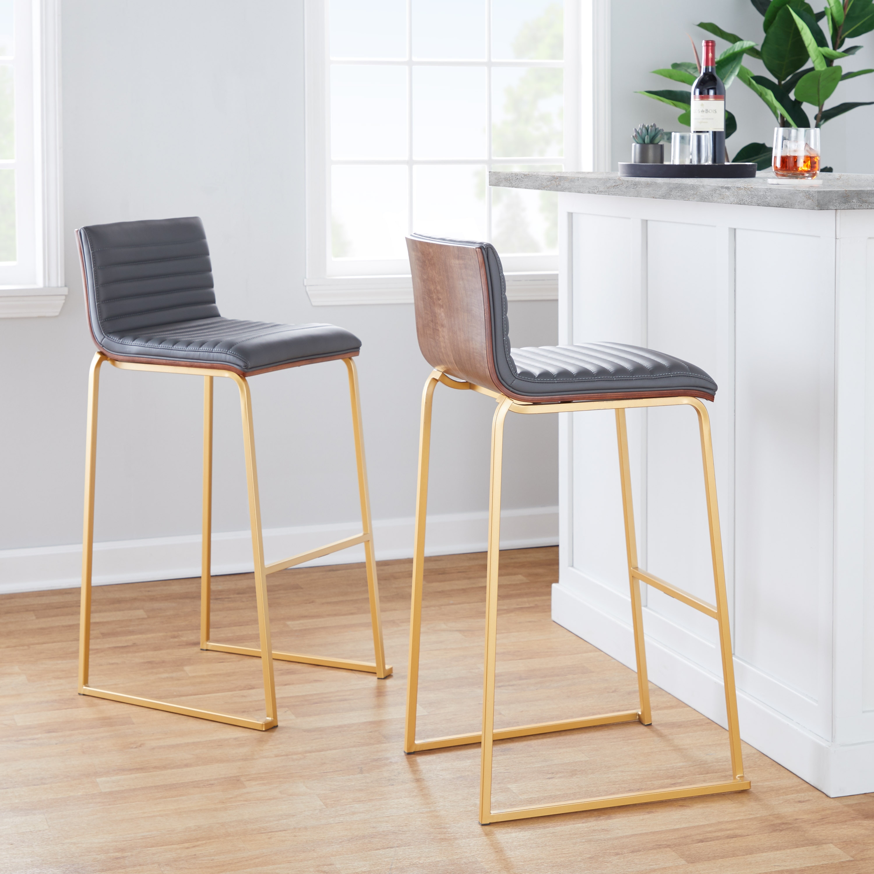 Silver Orchid Magda 30" Fixed-Height Upholstered Bar Stool (Set of 2)