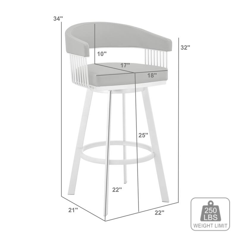 Chelsea Modern Swivel Bar Stool, Upholstered Counter Height Chair with Metal Frame