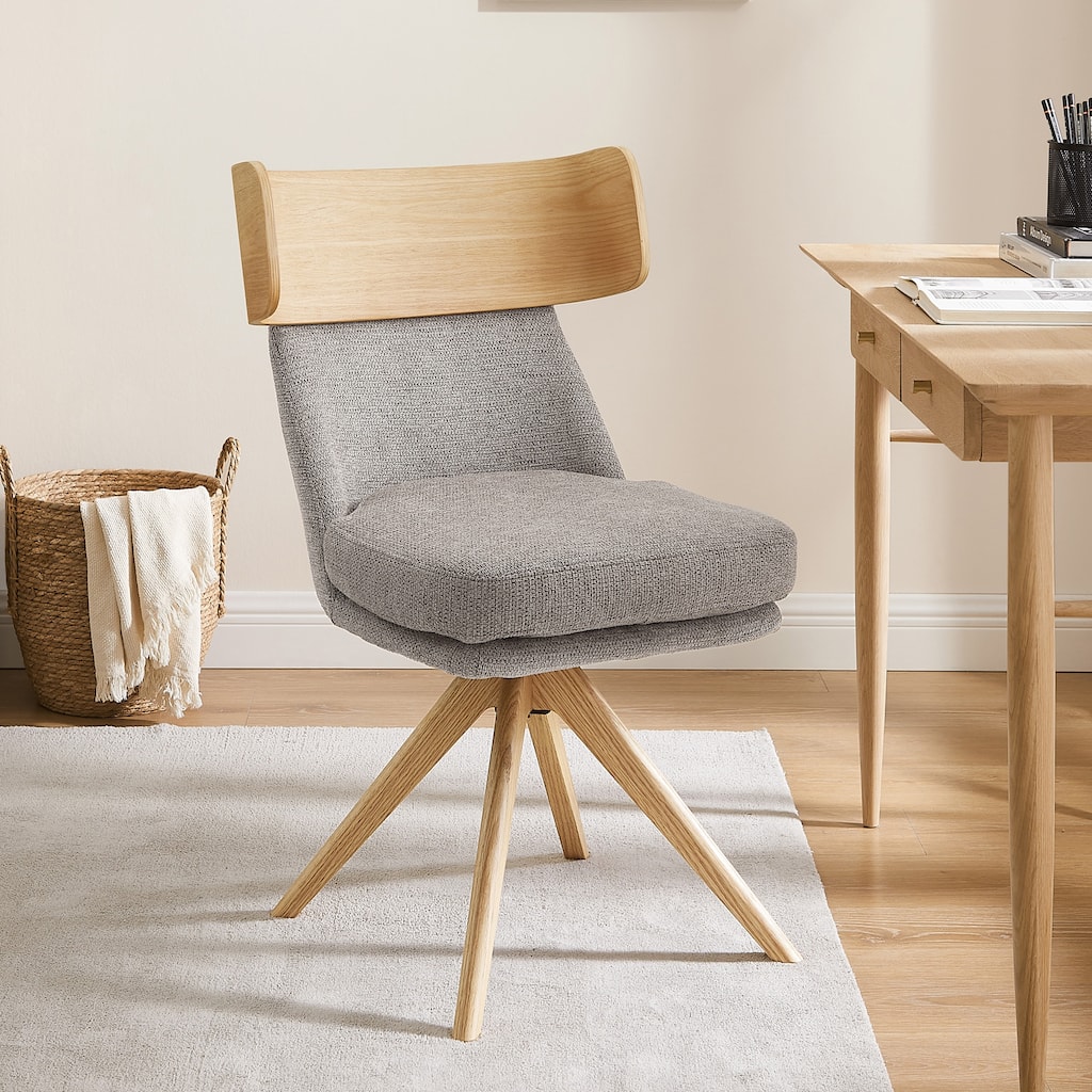 Art Leon Wood and Fabric Swivel Desk Chair
