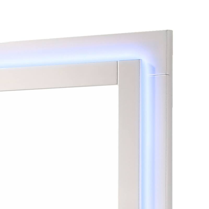 Sok LED Dresser Mirror, White High Gloss Finish, Rectangular 37 Inch