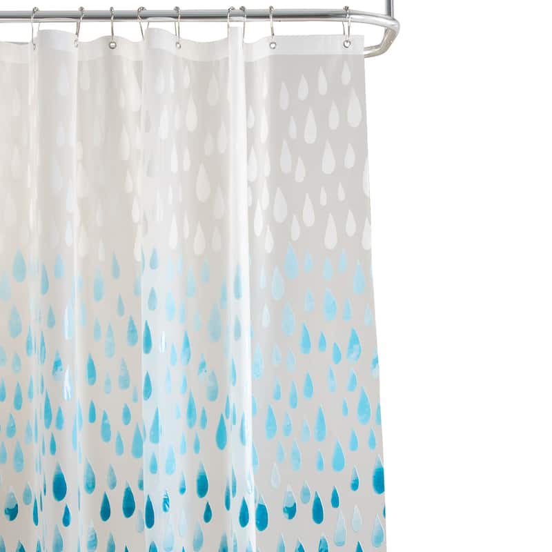 Bath Bliss Raindrop Design PEVA Shower Curtain in Ombre
