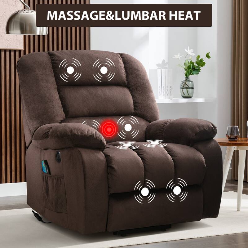 Big Power Lift Massage Recliner Chair for Elderly with Heated Vibration and USB Ports