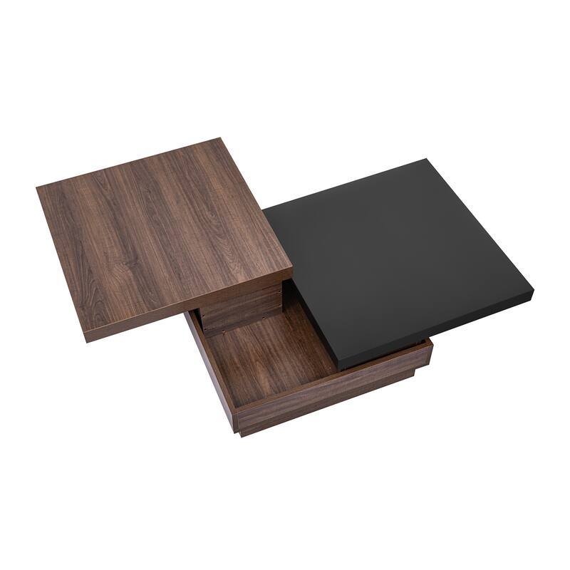 35.4" Modern Coffee Table with Rotatable Top and 1 Hidden Storage Space