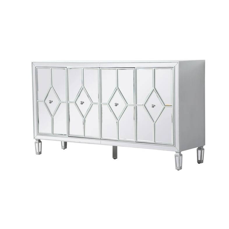 4-Door Mirrored Accent Cabinet