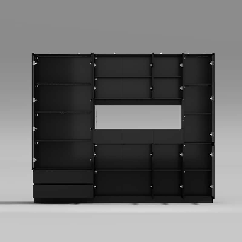 Sleek Modular Curio Wine Cabinet Storage Solution with Glass Doors