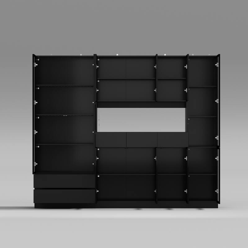 Tall Modular Display Storage Cabinet Bookcase w/Light Home Office