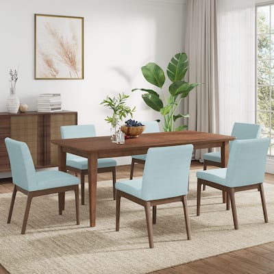 Christopher Knight Home - Odette Elegant Upholstered Seating with Rubberwood Frames 7 Piece Dining Set