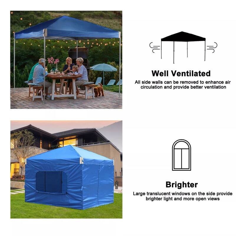 Aoodor 12'x12'Pop Up Canopy Tent with Removable Mesh Window Sidewalls, Portable Instant Shade Canopy with Roller Bag