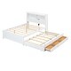 preview thumbnail 7 of 12, Full Size Platform Bed with Trundle and Underneath Drawers, Wooden Bed Frame with Storage Headboard and USB Plugs