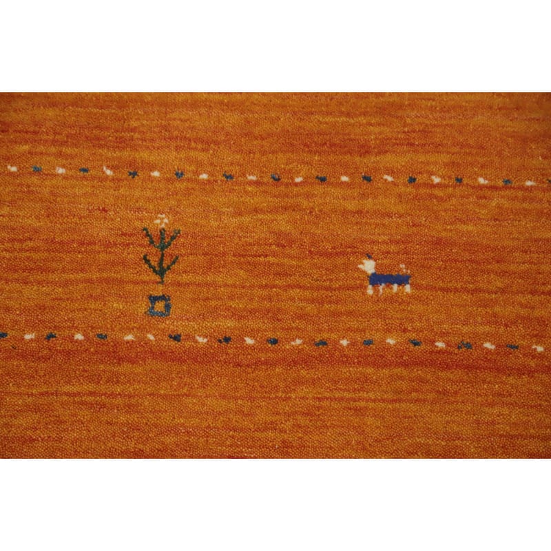 Hand Knotted Oriental 100% Wool Carpet Tribal Animal Pictorial Oranges & Rust Gabbeh Area Rug - 7' 10'' X 4' 11''