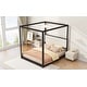 preview thumbnail 4 of 6, King Size Wooden Canopy Platform Bed with Upholstered Headboard