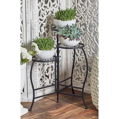 White or Black Metal Indoor Outdoor 3 Tier Floral Plantstand