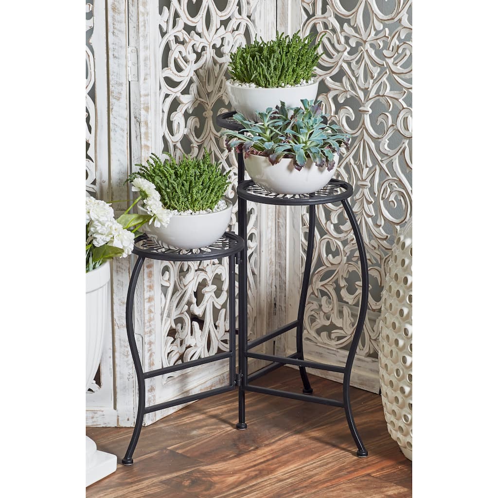 White or Black Metal Indoor Outdoor 3 Tier Floral Plantstand