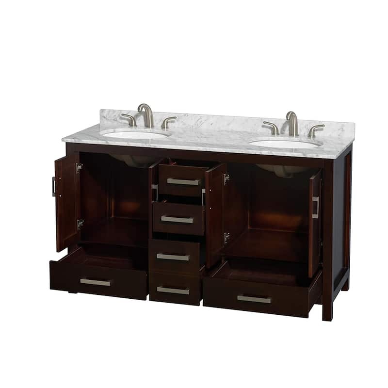 Wyndham Collection Sheffield 60" Freestanding Vanity Set with Hardwood