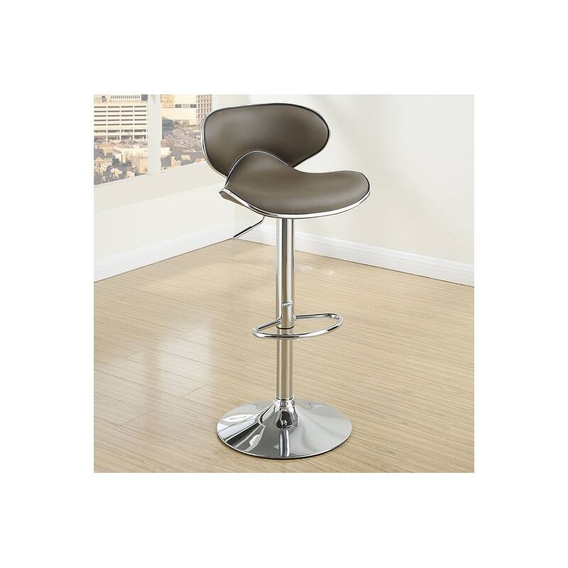 Contemporary Style Set of 2 Faux Leather Bar Stools Counter Height Chairs Adjustable Height