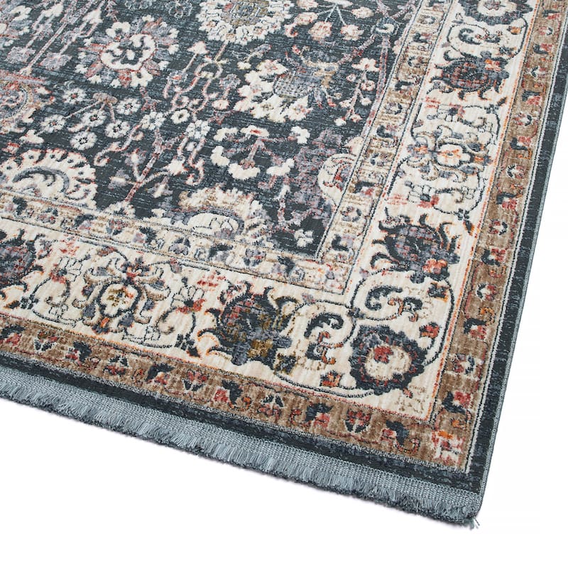 Transitional Oriental Cut Pile Rectangle Area Rug - 5.3x7.3