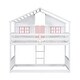 preview thumbnail 12 of 11, Pink+White Twin over Twin Size Wood House Bunk Bed with Roof