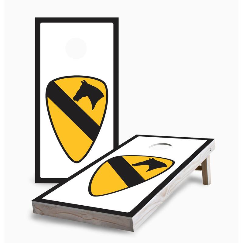 1st Cavalry Division Corn Hole Board Set w Case & Lights - 16 Years and Up