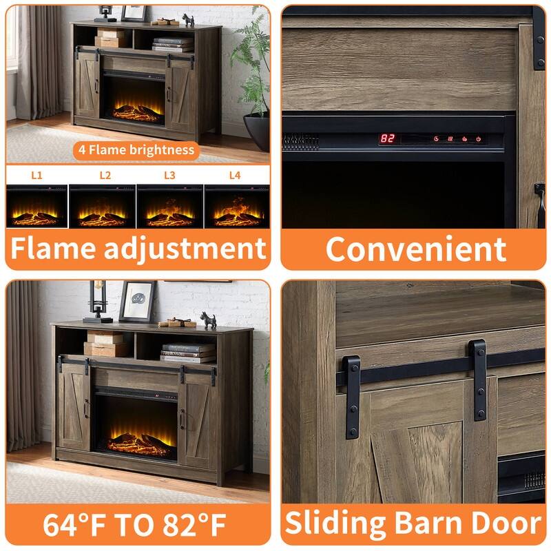 58-60" Fireplace TV Stand for 55-65" TVs w/ 18-23" Insert Farmhouse/Modern/Rustic Barn/Glass Doors Espresso/Grey/Brown/White Oak