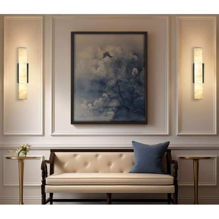 KAYLA 1-Light 20" Black LED Alabaster Wall Sconce