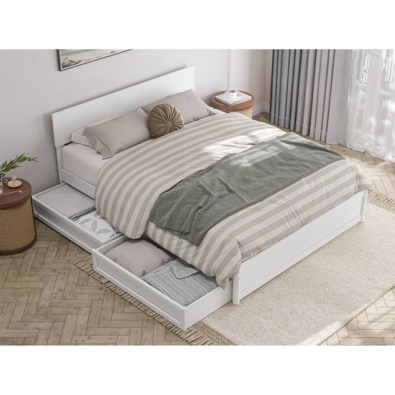 Wesley Platform Bed with Panel Footboard and Storage Drawers