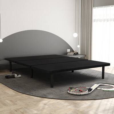 ZenBase Black Upholstered Full Platform Bed Frame