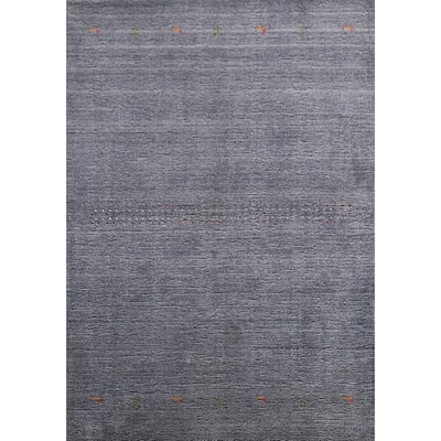 Hand Knotted Oriental 100% Wool Carpet Tribal Animal Pictorial Navy Blue & Blues Gabbeh Area Rug - 7' 7'' X 5' 3''