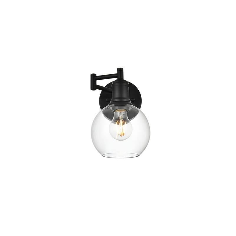 Dabe 1 Light Black and Clear Swing Arm Wall Sconce
