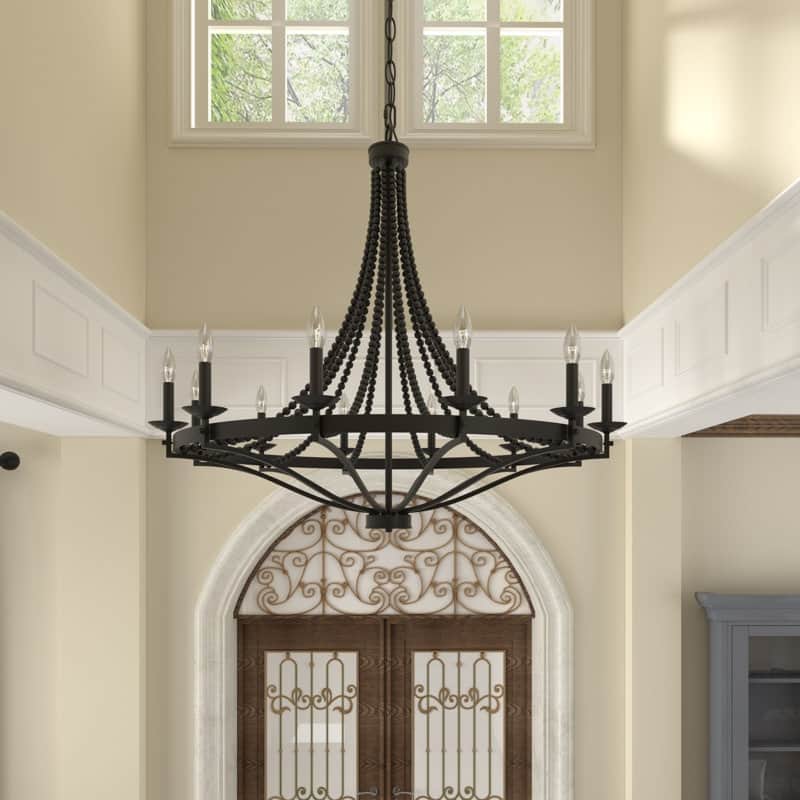 Mattheo 12-light Rustic Black Empire Beaded Chandelier