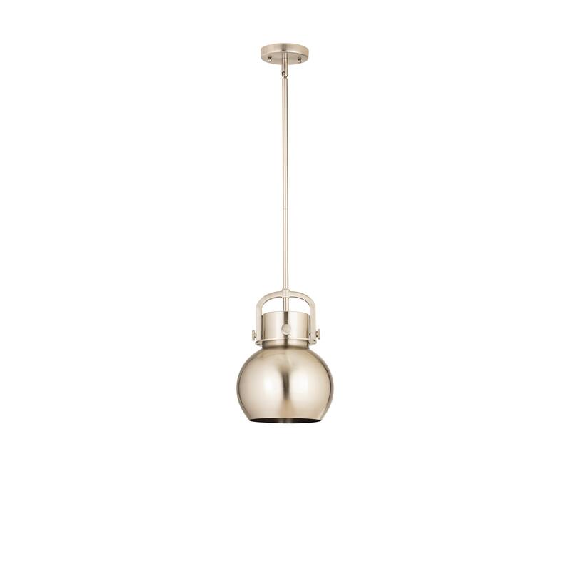 Innovations Lighting Newton Metal Sphere - 1 Light 8" Stem Hung Pendant - Satin Nickel