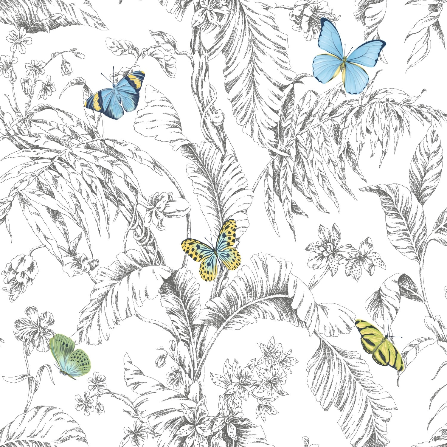 RoomMates Yellow Butterfly Sketch Peel and Stick Wallpaper