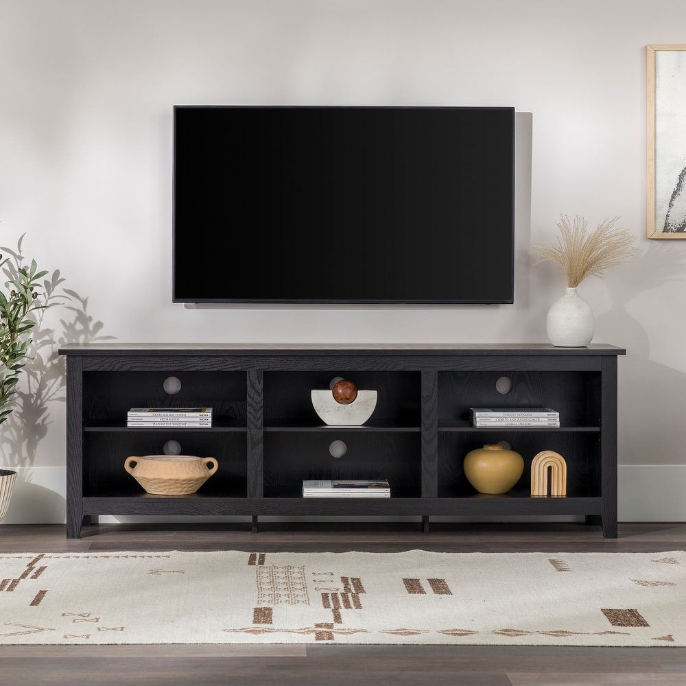 Walker Edison 70-inch Wooden TV Stand with Open Storage