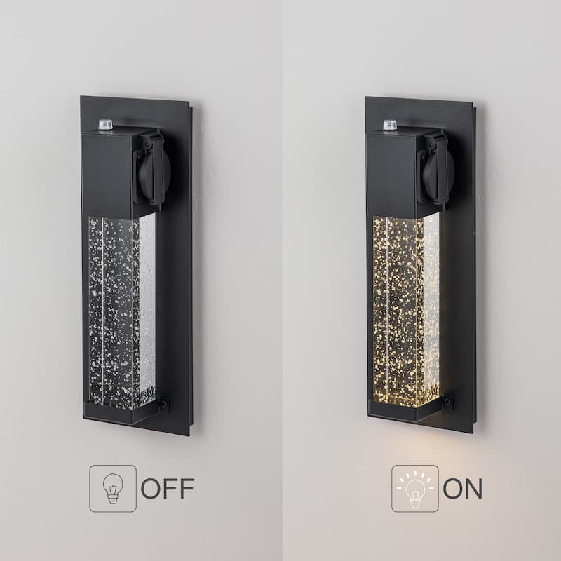 2-Pack Matte Black Dusk to Dawn LED Outdoor Wall Light with Outlet