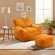 preview thumbnail 21 of 23, Plush Cloud-Like Bean Bag Chair & Ottoman Set - Soft Microsuede Lounger for Living Room/Playroom Yellow