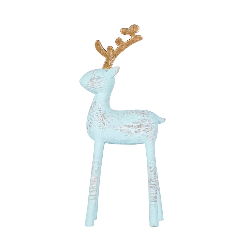 National Tree Company 9 in. Woodgrain Reindeer Décor, Blue - 9 in