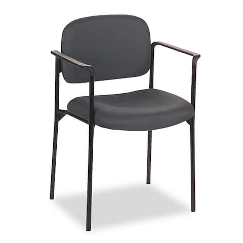 HON VL616 Stacking Guest Chair with Arms, Supports Up to 250 lb, Charcoal Seat/Back, Black Base